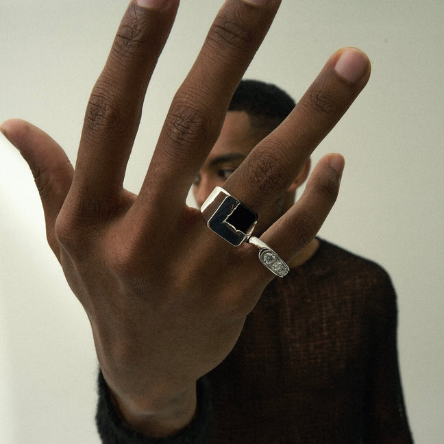 drought square black onyx ring