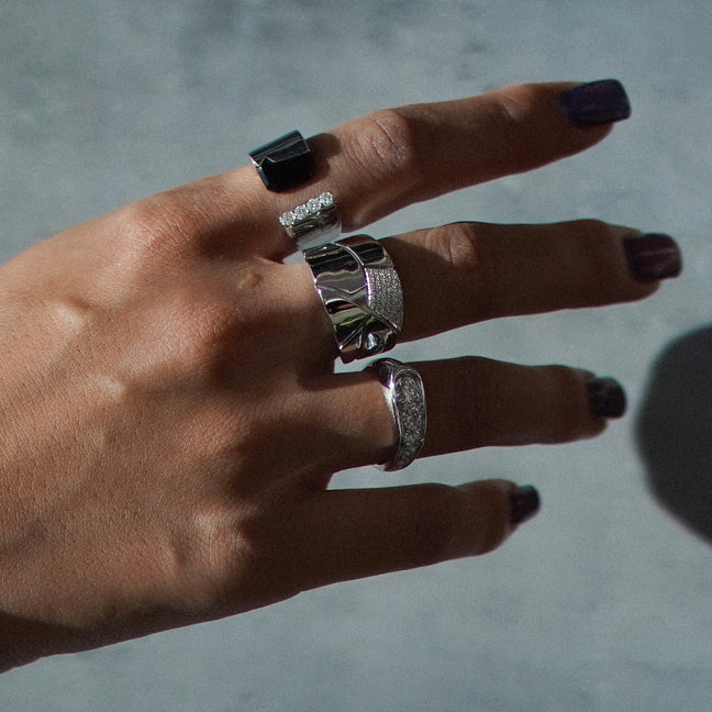 drought open black onyx ring