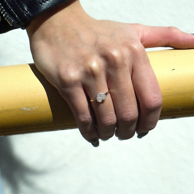 pave heart ring.