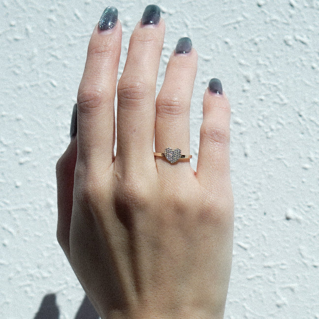 pave heart ring.