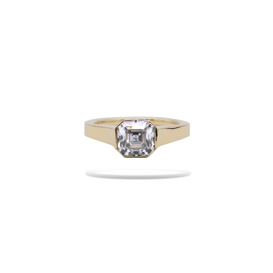 7×7 Asscher Moissanite Bezel Ring.