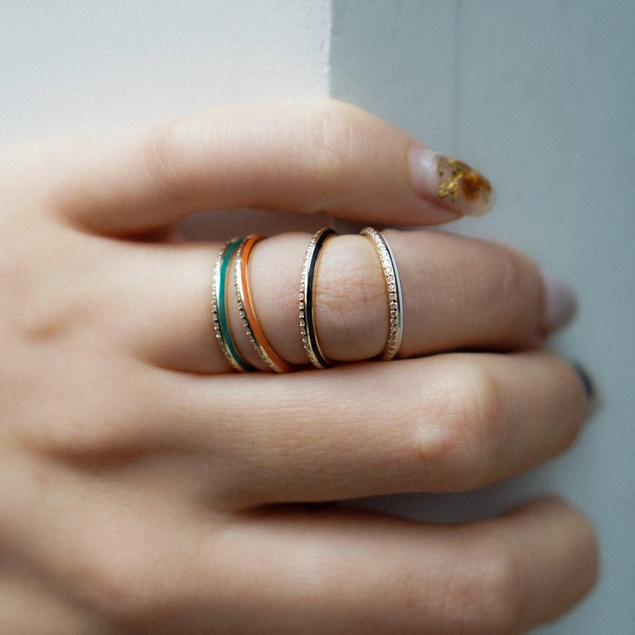 HALF ENAMEL FULL ETERNITY RING.